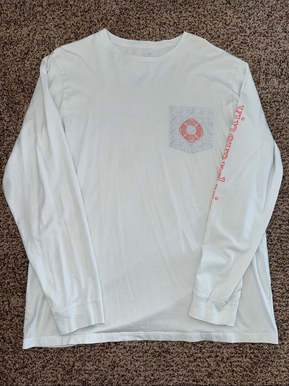 Vineyard Vines Shirt Large Mens Light Blue Long Sleeve Lifeguard Pocket Martha